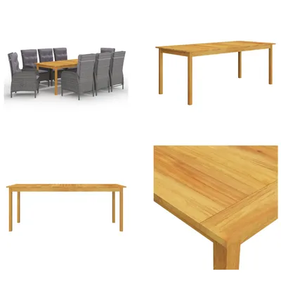 Produktbild von vidaXL 9 tlg. Garten Essgruppe Grau - Garten-Essgruppe - Garten-Essgruppen - Gartenmöbel - Gartenmöbel Set