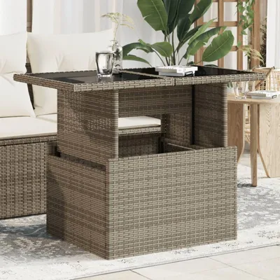 Obrázek produktu pro vidaXL Zahradní stůl se skleněnou deskou šedý 100x55x73 cm z polyratanu