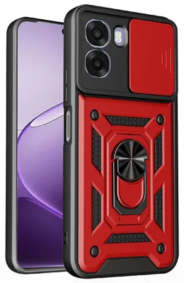 Produktbild von Coverup Armor Ring Ständer Back Cover mit Kamera Schutz - OPPO A6x 4G / 5G Hülle - Rot