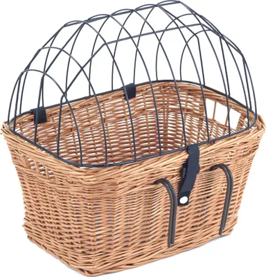 Produktbild von XL Fahrradkorb Hundekorb für Lenker Weide eckig mit Gitter 50 x 38 cm (N-S) + Kissen