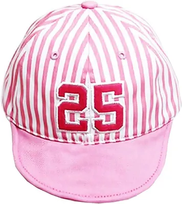 Imagen del producto de Gorra de béisbol para niños, color rosa con rayas, ajustable, protección solar para exteriores