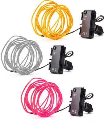 Produktbild von 3 x LED Neon Farbset formbares Neonlichtband 3 x 3 Meter IP44 mit 6 x AA Batterien Gelb Kaltweiß Rosa mit Schalter & 6h Timer