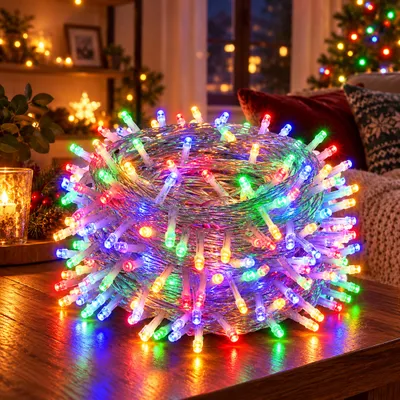 Produktbild von 100M 800LEDs 8 Modi Lichterkette Strom, Timer, Merkfunktion, LED Weihnachten Lichterkette Party Deko Licht Weihnachtsbaum Garten Beleuchtung, Bunt