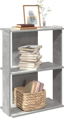 Produktbild von "im Angebot" Bücherregal, Standregal, Aufbewahrungsregal, 3 Böden Betongrau 60x30x80 cm Holzwerkstoff - Aktenregal CC24533