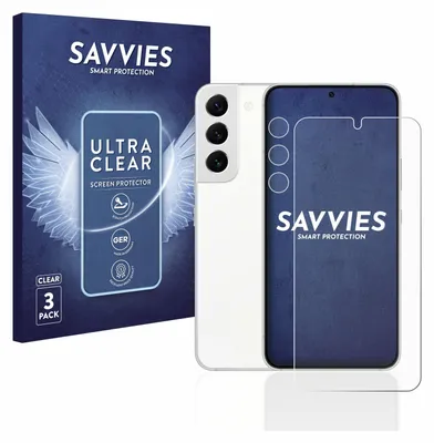 A product shot of a phone screen protector packaging and a phone with a screen protector applied.