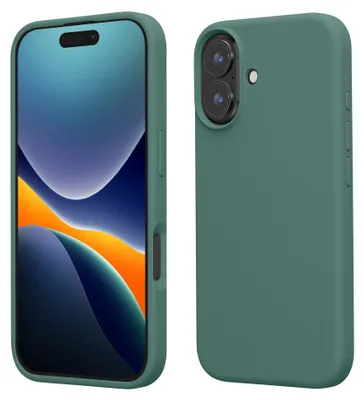 Produktbild von kwmobile Handyhülle für iPhone 16 Hülle, für iPhone 16 Case - Hülle Silikon - kabelloses Laden - Tannengrün