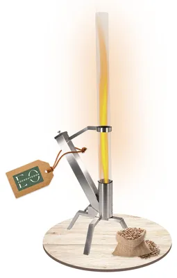 Imagen del producto de Lámpara de pellets de acero inoxidable, con tubo de vidrio, duración de combustión de 75 minutos, 56 cm de ancho