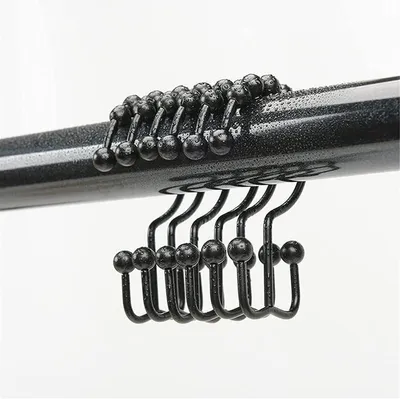 Produktbild von 12 Stück Edelstahl Duschvorhanghaken 8-Kugel Design, beidseitige S-Haken, rostfrei & gleitend