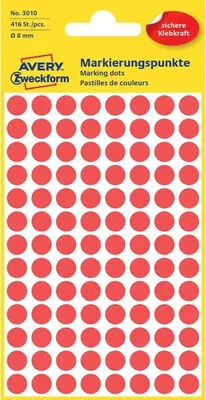 Produktbild von Avery Markierungspunkte, rot, permanent, Rot, Kreis, Papier