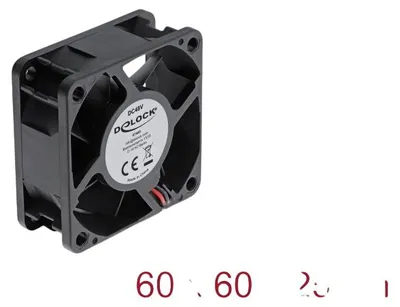 Zdjęcie produktu dla DeLOCK Wentylator osiowy 48 V DC, 60 x 60 x 25 mm z żeńskim 2-pinowym złączem wentylatora, czarny, Wentylator chłodzący, 42,6 m³/h, Plastik, Czarny, 1 szt.