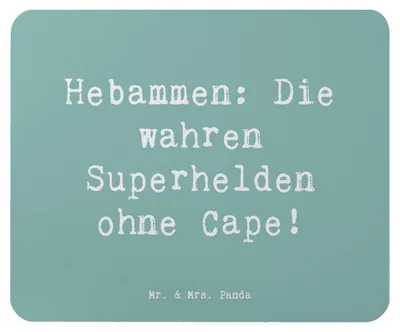 Produktbild von Mr. & Mrs. Panda Mauspad Spruch Hebamme Superheld - Meeresbrise - Geschenk, Hilfe, handgefertigte Geschenke, mousematte, laptop mousepad, Mouse Pad, Berufsgestaltung