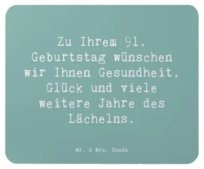 Produktbild von Mr. & Mrs. Panda Mauspad Spruch 91. Geburtstag - Meeresbrise - Geschenk, Mouse Pad, Alter, Glückwünsche, pc mausunterlage, liebevolle Wünsche zum, mousematte, Glückwunsch