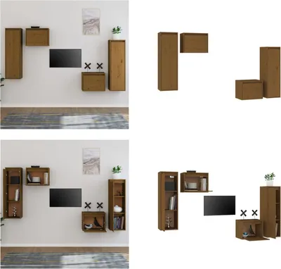 Produktbild von vidaXL TV Schränke 4 Stk. Honigbraun Massivholz Kiefer - TV-Schrank - TV-Schränke - TV-Schrank Holz - Hängeschrank