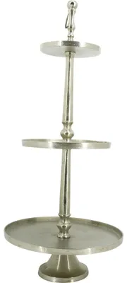 Produktbild von Lesli Living - Etagere Brush - Silber - Ø41x89cm