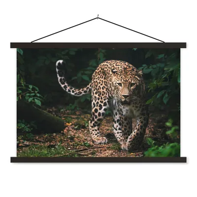Produktbild von MuchoWow® Textilposter Wildtiere - Leopard - Dschungel - Natur 120x80 cm mit schwarzem Rahmen - Wanddeko
