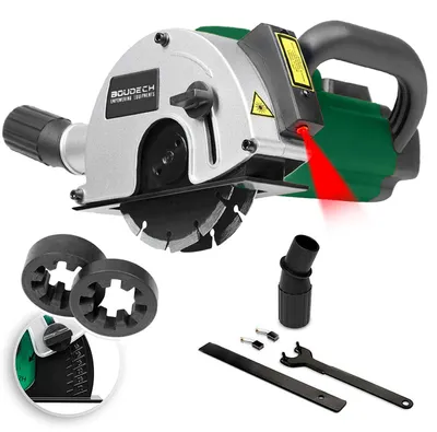 Immagine prodotto di Scanalatrice per Tracce Muro da 1700W con Laser Guida, 2 Lame Diamantate e Adattatore Aspirapolvere - Scanalatore Fresa per Muratura e Cartongesso con cavo da 3MT