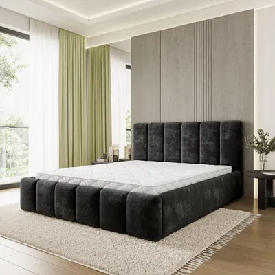 Produktbild von Masseno Polsterbett ATTORA LM 140x200 cm, Polsterbett mit Bettkästen - Schwarz, LUMO 80