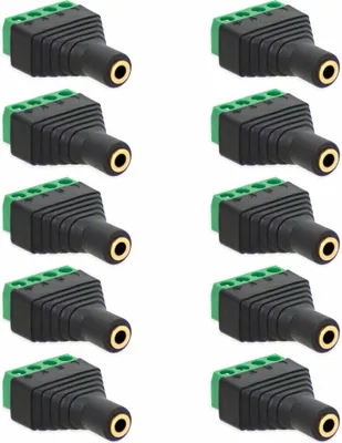 Produktbild von Klinken Buchse 3,5mm Adapter > Terminal Block 4-Pin Schraub Klemmen Vergoldet[10x Buchse]