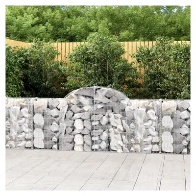 Produktbild von Gabione mit Hochbogen, Gabionenkörbe, Hochbeet, Steinkorb, Gabionengitter, Kräuterspirale für den Garten, Drahtkorb für Pflanzen, 200x30x80/100 cm, verzinktes Eisen