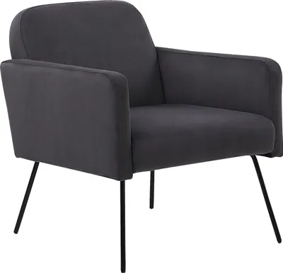 Produktbild von BELIANI Cocktailsessel Grau Polsterbezug aus Samtstoff mit Metallgestell in Schwarz Glamouröser Edler Stil