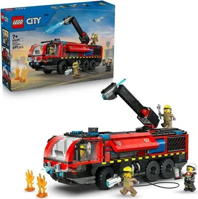 Immagine prodotto di Camion dei pompieri aeroportuale LEGO City 60499, Giocattolo da costruzione, 7 anni e oltre, 4 minifigure