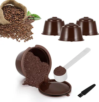 Produktbild von Nachfš¹llbare Kaffeekapseln fš¹r Dolce Gusto 4 Stš¹ck mit L?ffel Bš¹rste