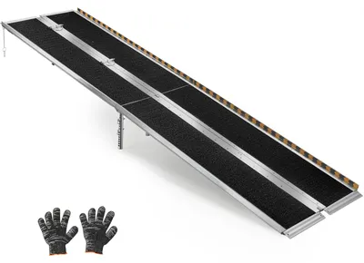 Zdjęcie produktu dla Rampa dla wózków inwalidzkich VEVOR, składana, wymiary 3040 x 738 mm, udźwig 362,9 kg. Rampa z antypoślizgową powierzchnią i regulowanymi stopkami (170-400 mm). Przenośna rampa do wózków inwalidzkich, idealna do progów drzwiowych i krawężników