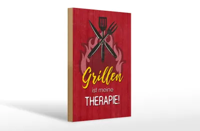 Produktbild von Holzschild Spruch 20x30cm Grillen ist meine Therapie