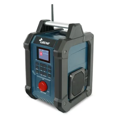Immagine prodotto di Radio da cantiere Leicke - Radio digitale e robusta con DAB+, FM, Bluetooth, AUX, batteria da 4000mAh, 2 altoparlanti da 15W e display LCD da 2,4 pollici