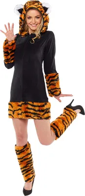 Produktbild von Amscan Damen Tiger Lady Kostüm Kleid mit Beinstulpen für Fasching & Karneval