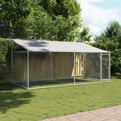Produktbild von Stabli Hundezwinger mit Dach und Tür Grau 4x2x2 m Verzinkter Stahl - DE546635 - Sonstiges Hundezubehör