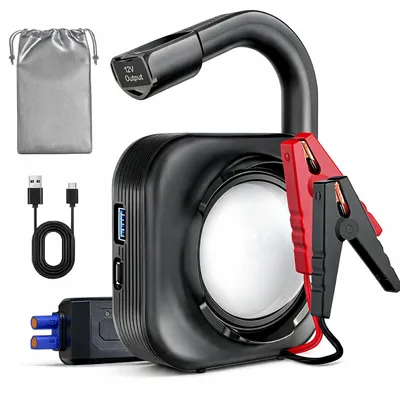 Produktbild von POPDEER P-JL1 Starthilfe 4000A, Campinglampe & Powerbank mit LCD-Display, 8L Benzin / 6L Diesel
