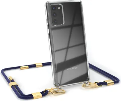 Produktbild von EAZY CASE Handykette für Samsung Galaxy Note 20 / Note 20 5G, Transparente Silikonhülle mit Band, Clear Case, abnehmbar in  Blau
