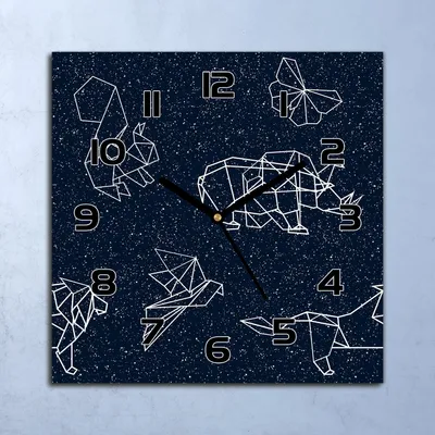 Produktbild von Wanduhr Echt-Glas-Küchenuhr Sternbild Tiere Quarz Lautlos 30x30 Deko Bilder