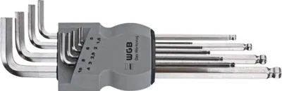 Produktbild von WGB Innen-Sechskant Stiftschlüsselsatz 9-tlg 1,5-10mm Kugelkopf