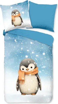 Produktbild von Good Morning Kinderbettbezug "Pinguin" - Mehrfarbig - (135x200 cm) - Flanell Baumwolle