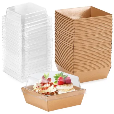 Produktbild von 50 Tortenboxen mit transparentem Deckel – 12 cm, geeignet für Cupcakes und Gebäck