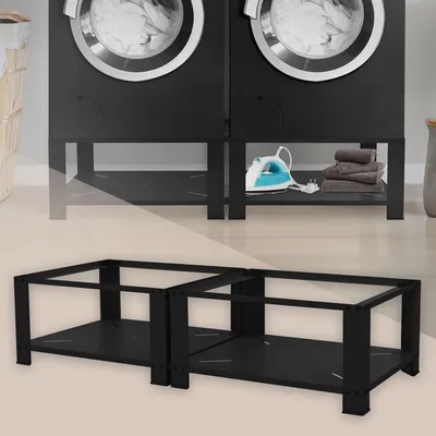 Waschmaschinen-Unterbau doppelt, 128x54 cm, 2x150 kg, schwarz