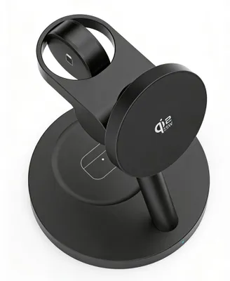 Produktbild von Kabellose 3 in 1 Ladestation magnetisch, 15W Schnellladegerät mit verstellbarem Ständer, Ladegerät für Smartphone, Smartwatch & Earbuds