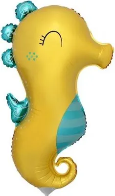 Immagine prodotto di Palloncino in foil cavalluccio marino giallo, oceano, mare, mondo, festa di compleanno, 35 cm