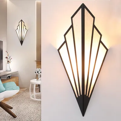 Zdjęcie produktu dla Nowoczesna lampa ścienna LED do wnętrz w kolorze czarnym, żelazna lampa ścienna 230V do wnętrz, kinkiety ścienne z lnianym kloszem do salonu, sypialni, przedpokoju