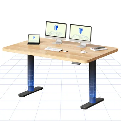 Immagine prodotto di FLEXISPOT CylineX Scrivania regolabile in altezza 140x80 cm con eleganti gambe arrotondate, piano in un unico pezzo da 25 mm, portata 80 kg, acero