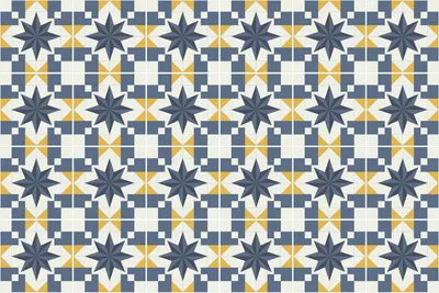 Produktbild von Fliesenaufkleber 15x15 cm – 24 Stück – Selbstklebend – Wasserfest – Pflegeleicht – Hitzebeständig – Für Küche & Bad – Geometrie mit Sternen