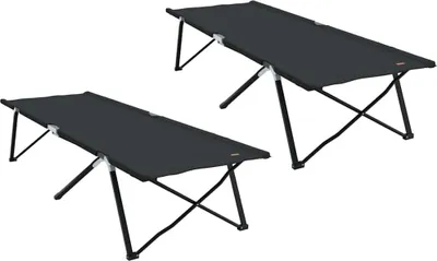Immagine prodotto di Letto da campeggio pieghevole 2 pcs Nero 206 x 76 x 74 cm