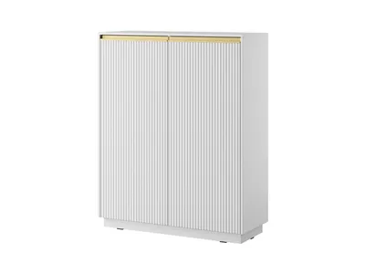 Produktbild von Kommode mit 2 Türen & 6 Einlegeböden – Mattweiß – 103,5 x 127 x 39 cm