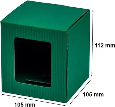 Zdjęcie produktu dla Pudełko na kubek zielone z okienkiem 105x105x112mm