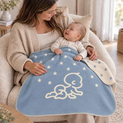 Zdjęcie produktu dla Kuscheldecke Sanosoft Lovely Baby 75x100cm - Blau/Creme