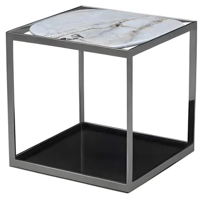 Image de Table d'appoint en métal gris au design moderne