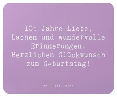 Produktbild von Mr. & Mrs. Panda Mouse Pad Spruch 105. Geburtstag - Lavendeltraum - Geschenk, Mousepad, liebevolle Geschenke, pc mauspad, stolzes Alter, Herzlichen Glückwunsch, Liebe