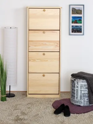 Produktbild von Schuhschrank Kiefer Vollholz massiv natur Junco 211 - Abmessung: 150 x 58 x 30 cm (H x B x T)